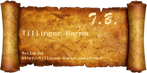 Tillinger Barna névjegykártya